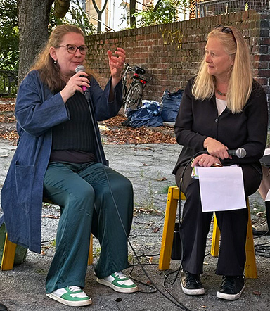 KulturStadtQuartier: v.l.n.r. Diskussionsrunde mit Daniela Billig und Theresa Keilhacker (Moderation).