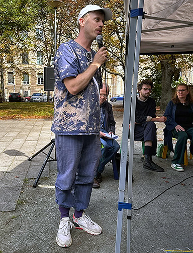 KulturStadtQuartier: v.l.n.r. Dr. Moritz Ahlert (Begrüßung) und Diskussionrunde.